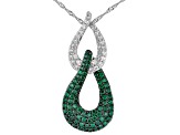 White and Green Cubic Zirconia Rhodium Over Brass Necklace 0.25ctw