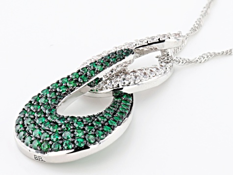 White and Green Cubic Zirconia Rhodium Over Brass Necklace 0.25ctw