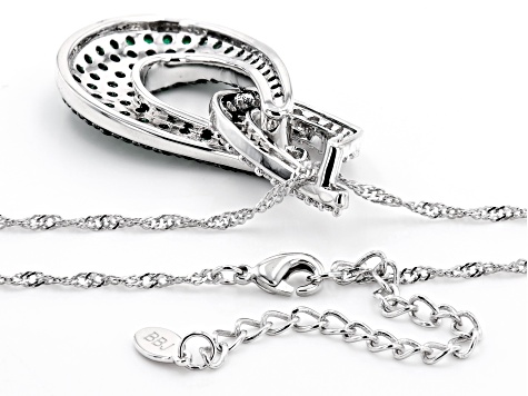 White and Green Cubic Zirconia Rhodium Over Brass Necklace 0.25ctw