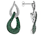 White and Green Cubic Zirconia Rhodium Over Brass  Earrings 0.18ctw