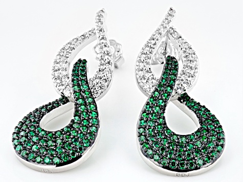 White and Green Cubic Zirconia Rhodium Over Brass  Earrings 0.18ctw