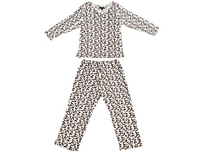 Animal Print Long Sleeve and Pant Pajama 2 - Piece Set 100% Polyester
