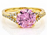 Pink Cubic Zirconia Gold Tone Ring 4.48ct