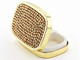 Gold Crystal Gold Tone Compact Pill Box with Mirror