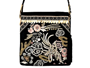 Multi-Color Embroidered Black Handbag