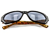 Black Crystal on Black and Cheetah Frame Bifocal Sunglasses, 2.00 Strength