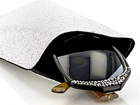 Black Crystal on Black and Cheetah Frame Bifocal Sunglasses, 2.00 Strength