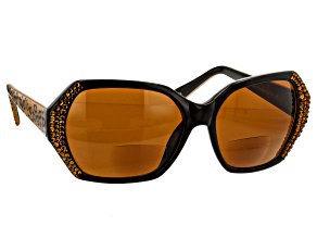 Champagne Crystal on Brown and Cheetah Bifocal Sunglasses 2.00 Strength