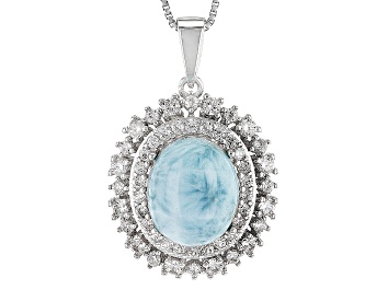 Picture of Blue Larimar Sterling Silver Pendant With Chain 1.15ctw
