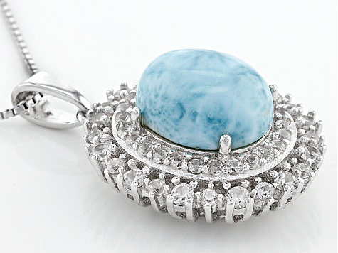 Blue Larimar Sterling Silver Pendant With Chain 1.15ctw