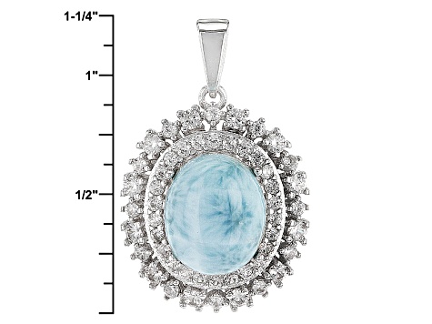 Blue Larimar Sterling Silver Pendant With Chain 1.15ctw - JCH071