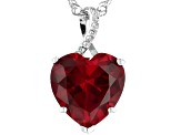 Red Lab Created Ruby Rhodium Over Sterling Silver Pendant With Chain 7.04ctw