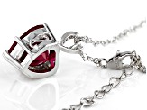 Red Lab Created Ruby Rhodium Over Sterling Silver Pendant With Chain 7.04ctw