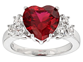 Red Lab Created Ruby Rhodium Over Sterling Silver Ring 4.38ctw