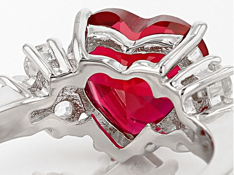 Red Lab Created Ruby Rhodium Over Sterling Silver Ring 4.38ctw