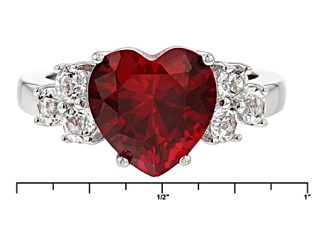 Red Lab Created Ruby Rhodium Over Sterling Silver Ring 4.38ctw