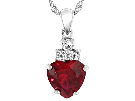 Red Lab Created Ruby Rhodium Over Sterling Silver Pendant With Chain 4.04ctw