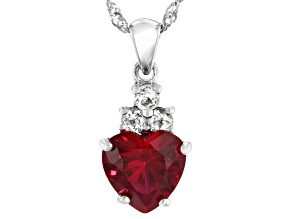 Red Lab Created Ruby Rhodium Over Sterling Silver Pendant With Chain 4.04ctw