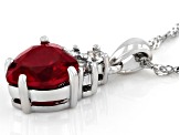 Red Lab Created Ruby Rhodium Over Sterling Silver Pendant With Chain 4.04ctw