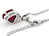 Red Lab Created Ruby Rhodium Over Sterling Silver Pendant With Chain 4.04ctw