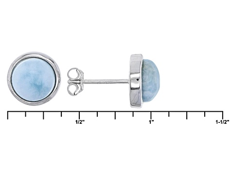 Blue Larimar Rhodium Over Sterling Silver Earring Set Of Two Pairs