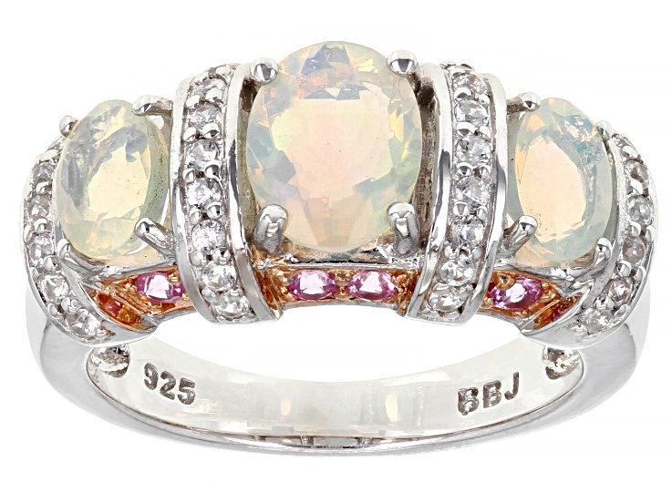 White Ethiopian Opal Rhodium Over Sterling Silver Ring 1.95