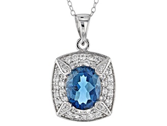 London Blue Topaz Sterling Silver Pendant With Chain 3.44ctw