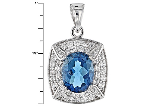 London Blue Topaz Sterling Silver Pendant With Chain 3.44ctw