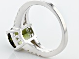 Green Moldavite Rhodium Over Sterling Silver Ring. 2.19ctw