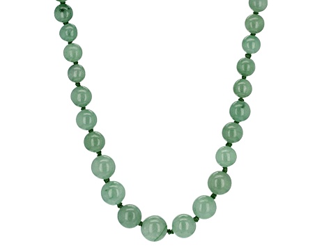 Round Green Jadeite Rhodium Over Sterling Silver Graduated Strand Necklace 20 inch