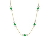 Green Jadeite 14K Yellow Gold Over Sterling Silver Necklace.