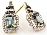 Gray Platinum Color Spinel 10k Yellow Gold Earrings 1.51ctw