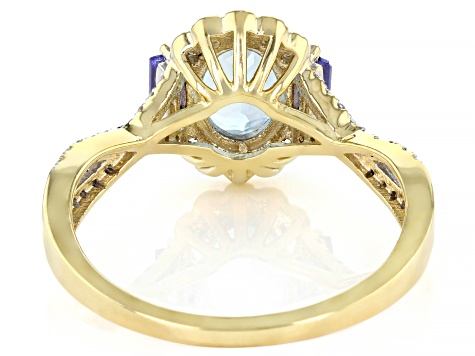 Blue Aquamarine 10k Yellow Gold Ring 1.58ctw