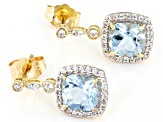 Blue Aquamarine 10k Yellow Gold Earrings 2.16ctw