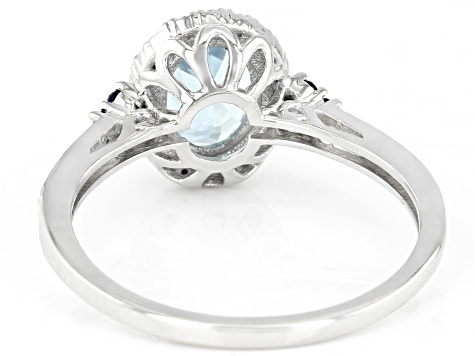 Blue Aquamarine Rhodium Over 10k White Gold Ring 1.23ctw