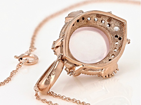 Pink Rose Quartz 10k Rose Gold Pendant With Chain 0.44ctw