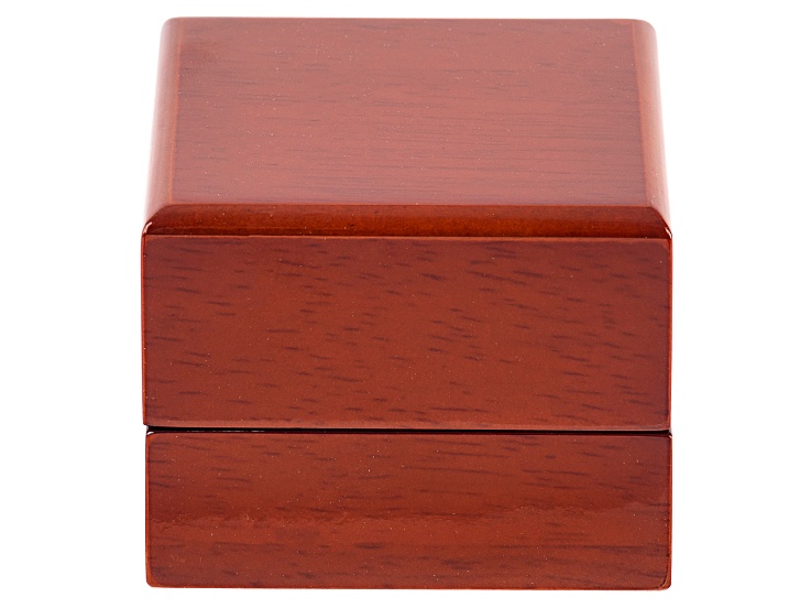 Wooden Presentation Ring Box with White Faux Leather Lining