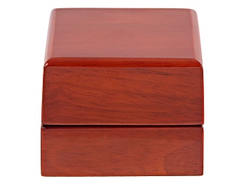 Picture of Wooden Presentation Earring/Pendant Box with White Faux Leather Lining