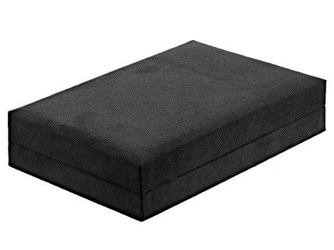 Black Velvet Presentation Small Necklace Box with White Faux Leather Lining