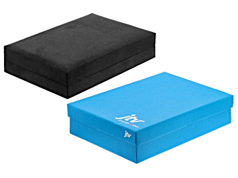 Black Velvet Presentation Small Necklace Box with White Faux Leather Lining