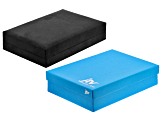 Black Velvet Presentation Small Necklace Box with White Faux Leather Lining