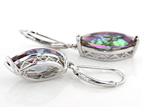 Multi-Color Quartz Rhodium Over Sterling Silver Earrings 6.46ctw