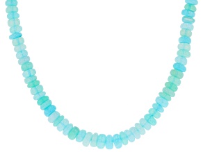 Blue Peruvian opal sterling silver bead strand necklace