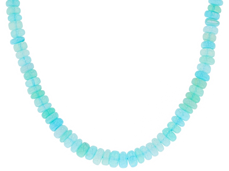 Blue Opal Necklace 16.5/'/' faceted genuine Opal Peruvian gradient colors denim blue jewelry