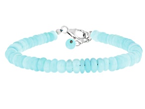 Blue Peruvian Opal Rhodium Over Sterling Silver Bracelet