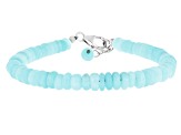 Blue Peruvian Opal Rhodium Over Sterling Silver Bracelet