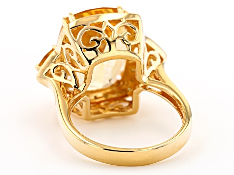 Yellow citrine 18k yellow gold over silver ring 7.65ctw