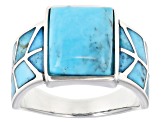 Blue Composite Turquoise Rhodium Over Sterling Silver Ring