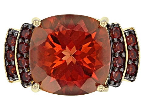 Red labradorite 18k yellow gold over silver ring JGH154