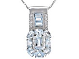 Blue aquamarine rhodium over sterling silver pendant with chain 2.64ctw
